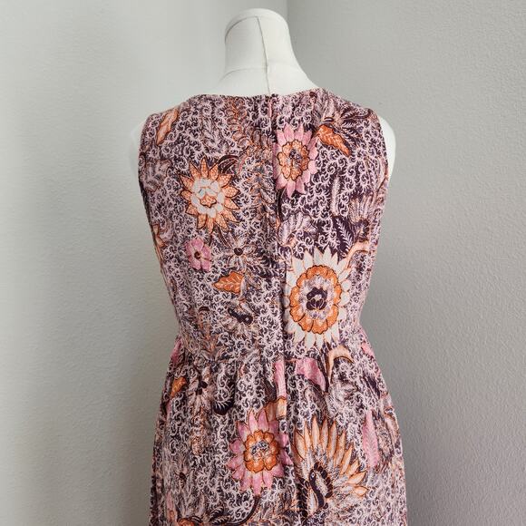 Madewell Boho Floral Thanksgiving Turkey Print Ruffle Midi Fall Dress M/L - Picture 11 of 12